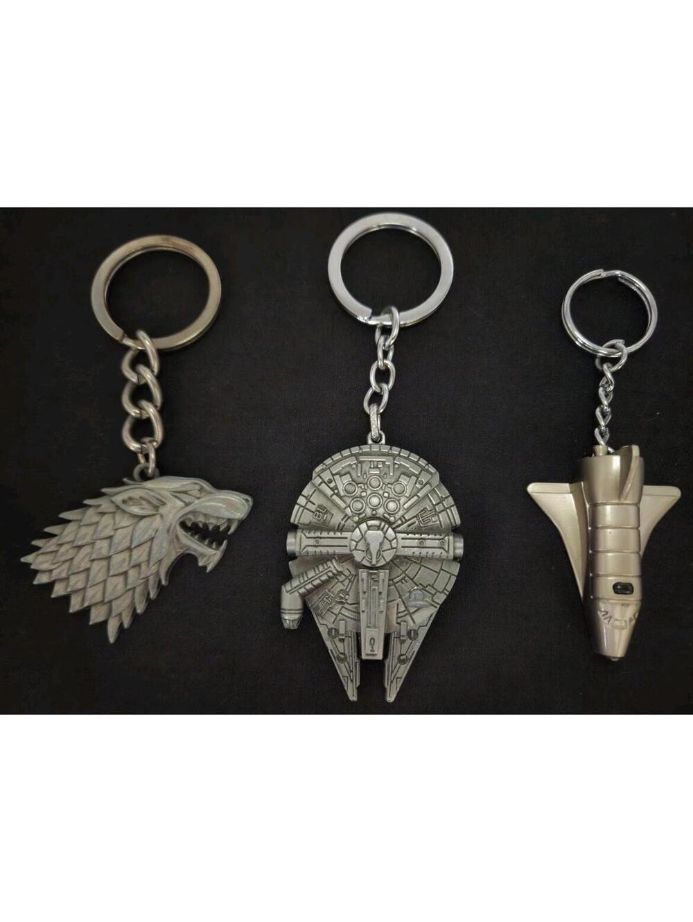 Lot Of 3 Keychains Vintage Star Wars Game Thrones Space Shuttle Key Ring Bundle